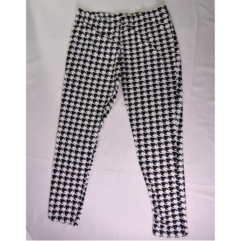 Almost Famous Houndstooth Leggings Womens XL High Rise Stretch Black White Pants
